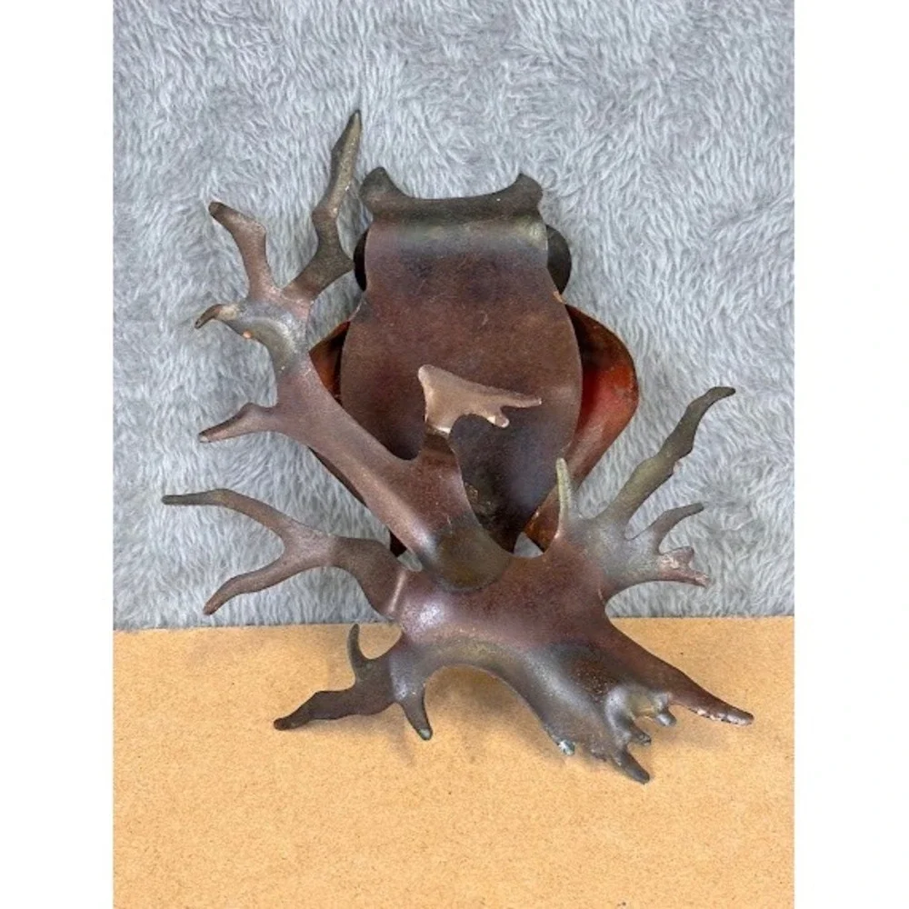 Vintage Brutalist Metal‎ Owl Wall Art Set Copper Brass Mid Century Modern Decor